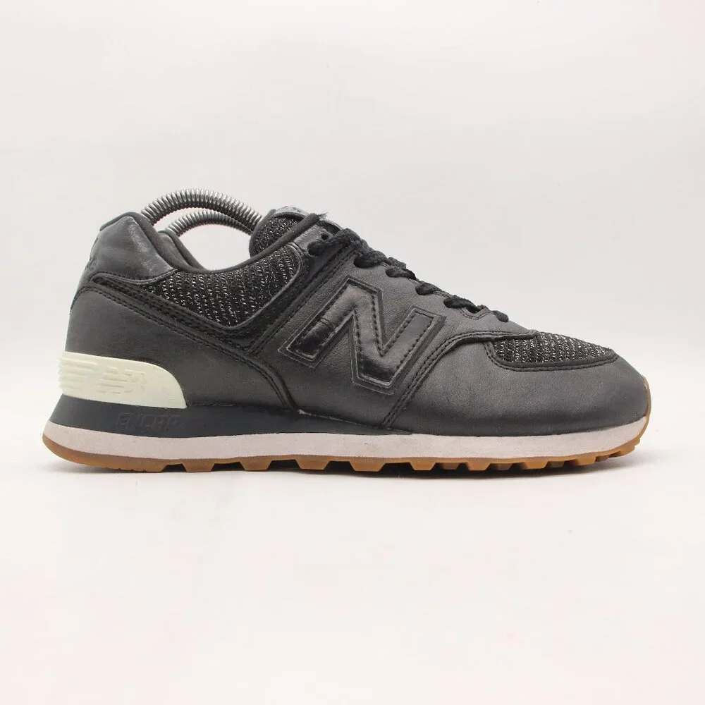New Balance Women's US 8.5 B Black/White Leather Athletic Sneakers WL574PMD